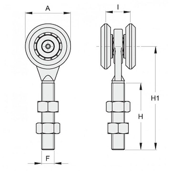 Vendita online Carrello scorrevole 2 ruote Ø 24 mm. art.2RF/24